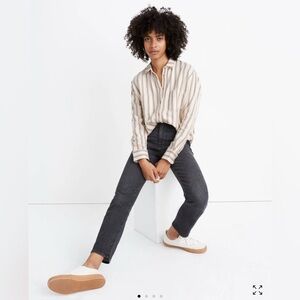 Madewell Flannel Sunday Shirt in Claxton Stripe - size small. B3